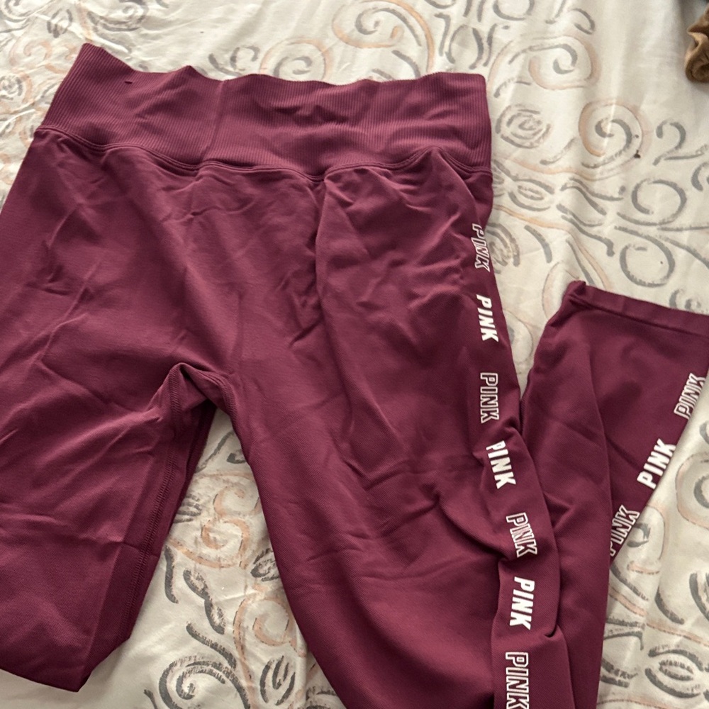 PINK Victoria's Secret Kids Leggings - Burgundy